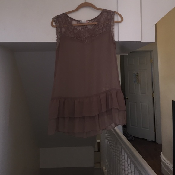 Sheer Chiffon Ruffle and Lace Top