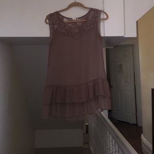 Sheer Chiffon Ruffle and Lace Top