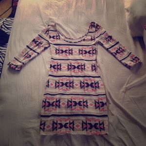 Aztec print fitted dress