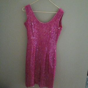 Fitted beaded pink formal dress