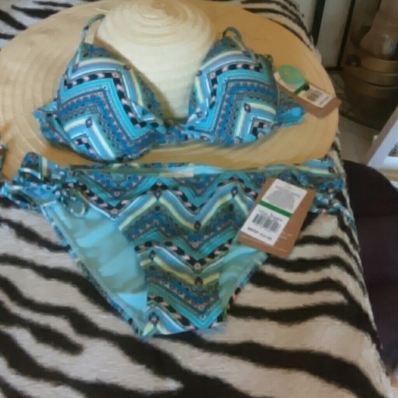 Stunning Turquoise Axtec Print Bathing Suit - Picture 2 of 4