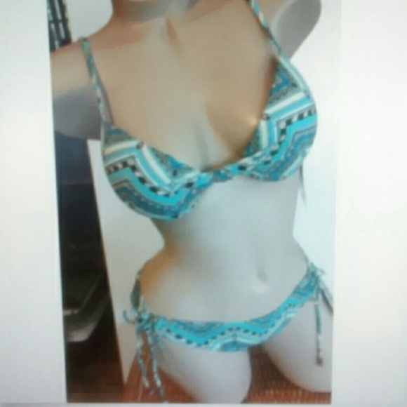 Stunning Turquoise Axtec Print Bathing Suit - Picture 3 of 4