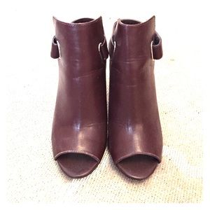 JustFab Leather Open-Back Booties