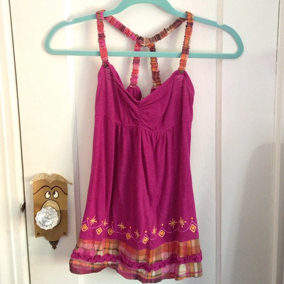 Fuchsia and orange summery tanktop