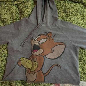 Crop top pullover sweatshirt grey Tom and jerry