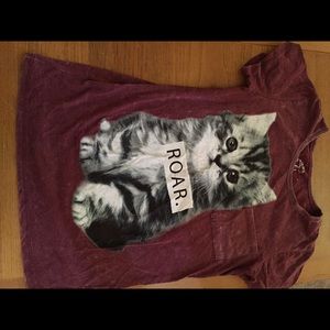Burgundy cat shirt
