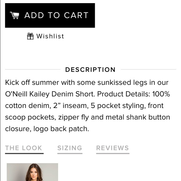 Oneill Kailey denim shorts NWT - Picture 4 of 4