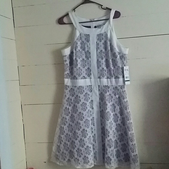 Ivory White Lace & purple sleeveless dress by R&K