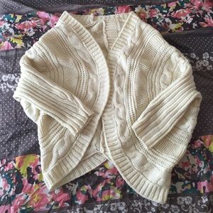 Extra small knit cardigan. Cream color. Bat arms