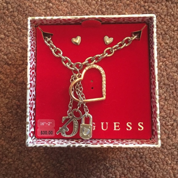 Guess necklace and earrings. New. Never used.