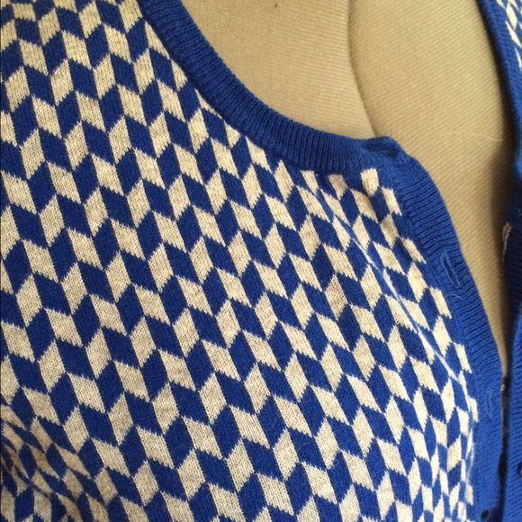 Cobalt and gray pattern cardigan