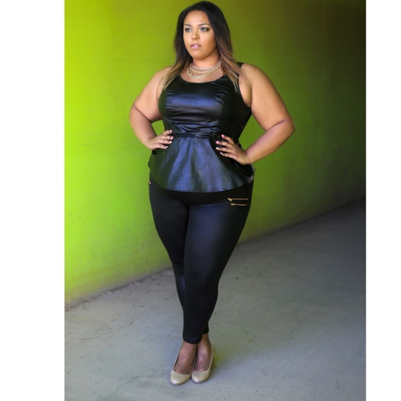 plus size leather peplum top