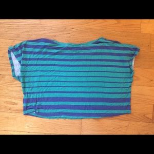 Blue and Turquoise striped crop top
