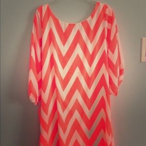 SOLD!! Boutique Orange chevron dress with bow