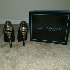 Black and Gold Platform Heels