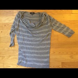 Gray striped cowl neck sweater