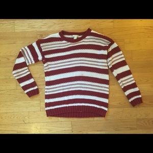 Knit red and white striped sweater