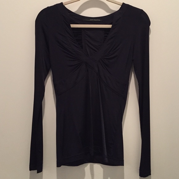 Italian designer navy viscose top size S