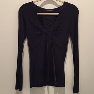 Italian designer navy viscose top size S