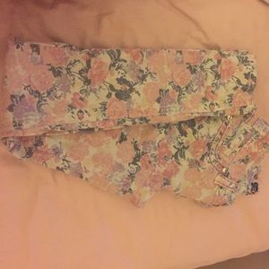 Floral denim pants