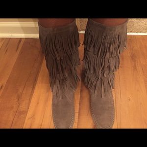LC Lauren Conrad Fringed Midcalf Boots - Women