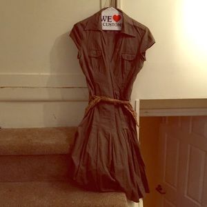 Army green linen dress