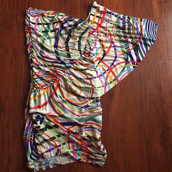 Sexy One shoulder batwing stretch club dress ruch