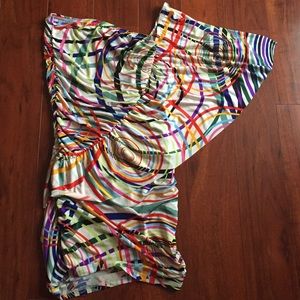 Sexy One shoulder batwing stretch club dress ruch