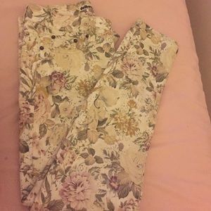 Floral denim pants