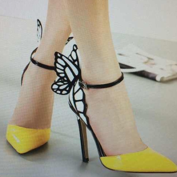 Yellow high heel with butterfly back