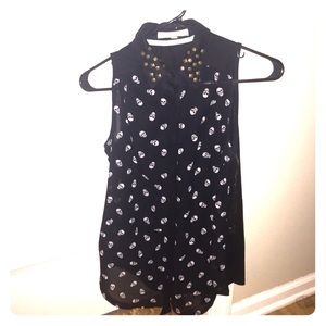 Skull and studs button up blouse