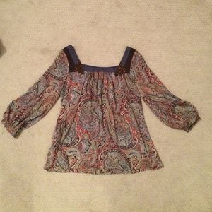 Printed flare top with beading