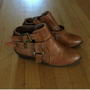 **Sold** Caramel ankle booties with buckles
