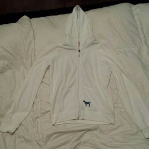 White, beach, zip up sweatshirt