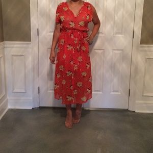 Joie orange floral dress