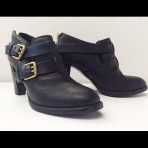 Jcrew Britten Black leather buckle booties