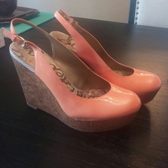 SAM EDELMAN CORAL CORK WEDGES SZ 8.5