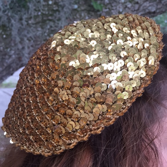 Gold Sequin Beret by bebe (almost vintage)