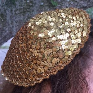 Gold Sequin Beret by bebe (almost vintage)