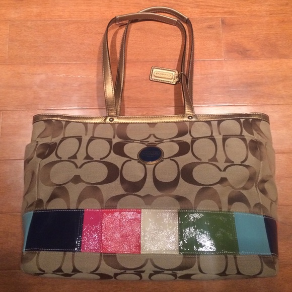 Coach Signature Multi Stripe Tote/Diaper Bag - Picture 1 of 4