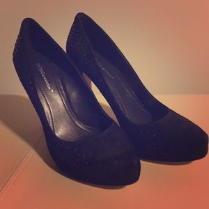 BCBG black suede high heels, NWOT!