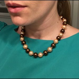 Brown and gold pearl necklace