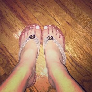 Tory burch gold glitter sandals. 100% authentic