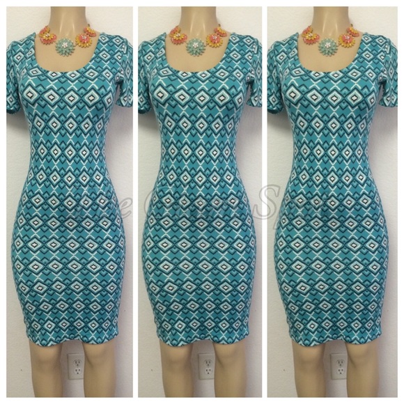 Teal block dress