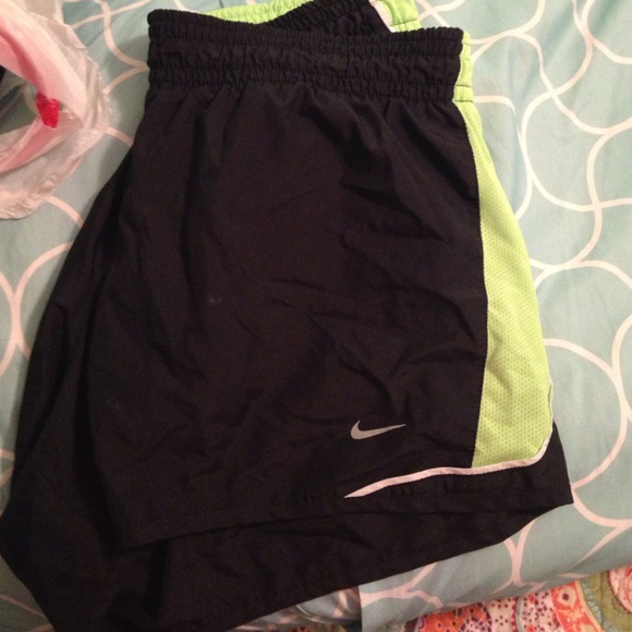 Lime green , white and black dri fit Nike shorts