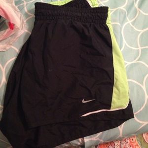 Lime green , white and black dri fit Nike shorts