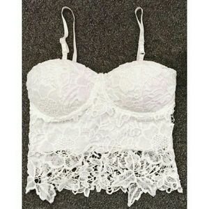 White floral crop top