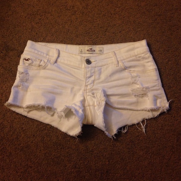 White low rise destroyed short shorts