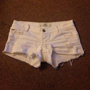 White low rise destroyed short shorts