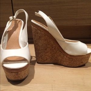 White Patton leather wedges